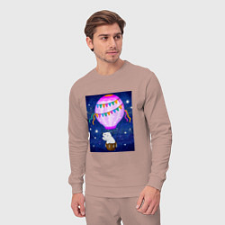 Костюм хлопковый мужской Белый медведь на воздушном шаре, цвет: пыльно-розовый — фото 2