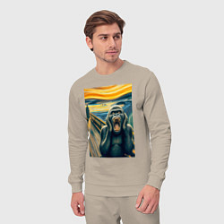 Костюм хлопковый мужской Горилла кричит - мем нейросеть, цвет: миндальный — фото 2