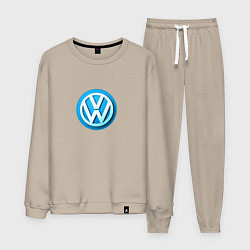 Костюм хлопковый мужской Volkswagen logo blue, цвет: миндальный