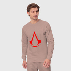 Костюм хлопковый мужской Red logo of assassins, цвет: пыльно-розовый — фото 2