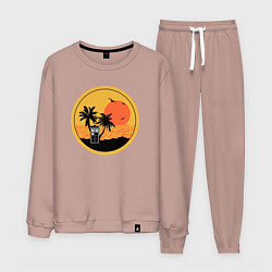 Костюм хлопковый мужской Тардис на пляже, цвет: пыльно-розовый