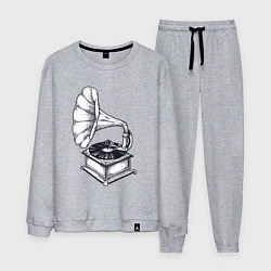 Костюм хлопковый мужской Звук пластинки, цвет: меланж