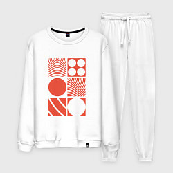 Костюм хлопковый мужской Красная абстракция, цвет: белый