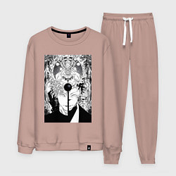 Костюм хлопковый мужской Магическая битва Сукуна Рёмэн Высокоранговое прокл, цвет: пыльно-розовый