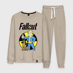 Костюм хлопковый мужской Vault boy and dog, цвет: миндальный