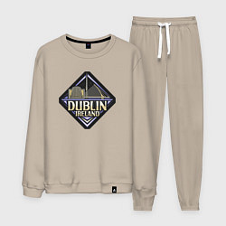 Костюм хлопковый мужской Dublin Ireland, цвет: миндальный