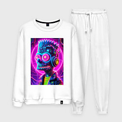 Костюм хлопковый мужской Кибер Барт Симпсон - неоновое свечение, цвет: белый