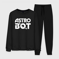 Костюм хлопковый мужской Astro bot logo, цвет: черный