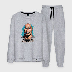 Костюм хлопковый мужской Карикатурный портрет Дуэйна Джонсона, цвет: меланж