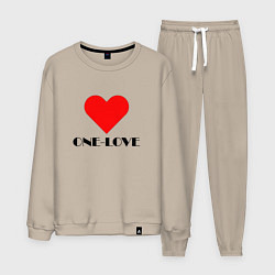 Костюм хлопковый мужской One - love, цвет: миндальный