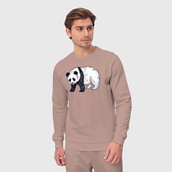 Костюм хлопковый мужской Панда медведь, цвет: пыльно-розовый — фото 2