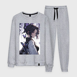 Костюм хлопковый мужской Клинок, рассекающий демонов Синобу Котё бабочка, цвет: меланж