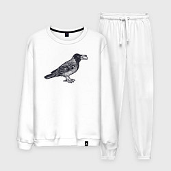 Костюм хлопковый мужской Ворона с денежкой, цвет: белый