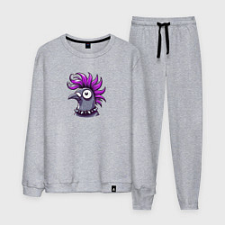 Костюм хлопковый мужской Голова голубя панка с ирокезом, цвет: меланж