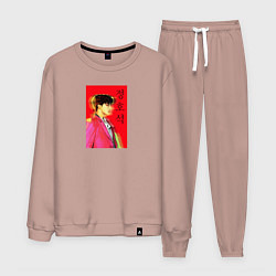 Костюм хлопковый мужской Чон Джонгук, цвет: пыльно-розовый