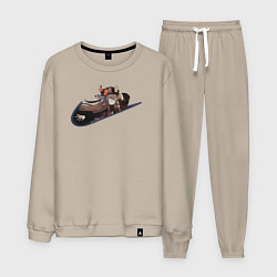 Костюм хлопковый мужской Hu-Tao Genshin Impact, цвет: миндальный