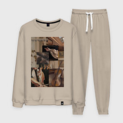 Костюм хлопковый мужской Музыка эстетика, цвет: миндальный