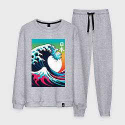 Костюм хлопковый мужской Japanese wave - ai art, цвет: меланж