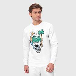 Костюм хлопковый мужской Skull and summer, цвет: белый — фото 2