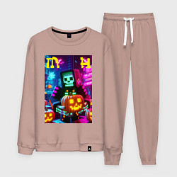 Костюм хлопковый мужской Minecraft and halloween collaboration - ai art, цвет: пыльно-розовый