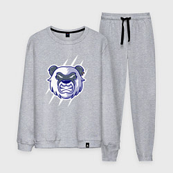 Костюм хлопковый мужской Злая панда, цвет: меланж