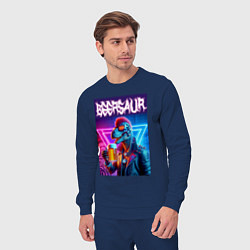 Костюм хлопковый мужской Cyber beersaur - neon glow, цвет: тёмно-синий — фото 2