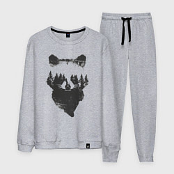 Костюм хлопковый мужской Лицо енота из деревьев, цвет: меланж