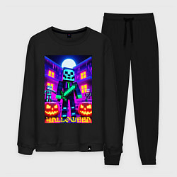 Костюм хлопковый мужской Halloween and Minecraft - neon collaboration, цвет: черный