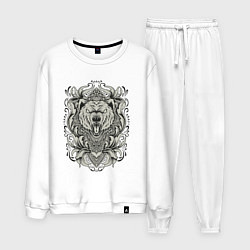 Костюм хлопковый мужской Медведь винтаж, цвет: белый