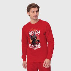 Костюм хлопковый мужской Позитивная летучая мышка, цвет: красный — фото 2
