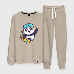 Костюм хлопковый мужской Skater panda, цвет: миндальный