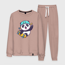 Костюм хлопковый мужской Skater panda, цвет: пыльно-розовый