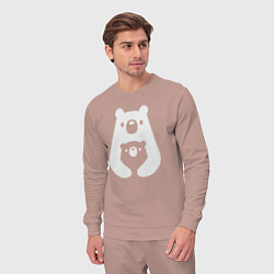 Костюм хлопковый мужской Обнимашки-мишки, цвет: пыльно-розовый — фото 2