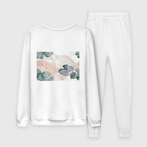 Мужской костюм Акварельные листья светлые / Белый – фото 2