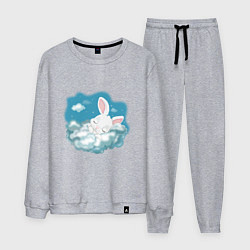 Костюм хлопковый мужской Зайчик спит на облаках, цвет: меланж