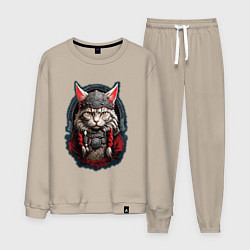 Костюм хлопковый мужской Кот викинг, цвет: миндальный