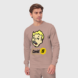 Костюм хлопковый мужской Vault boy - covid 19, цвет: пыльно-розовый — фото 2