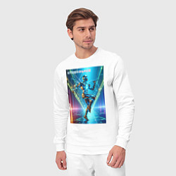 Костюм хлопковый мужской Cool cyber dancer - neon glow, цвет: белый — фото 2