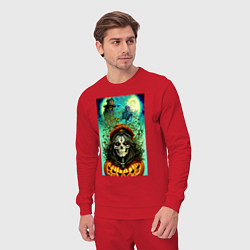 Костюм хлопковый мужской Скелет ведьмы - хэллоуин, цвет: красный — фото 2