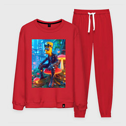 Мужской костюм Барт Симпсон сидит на сказочном грибе - нейроарт ф