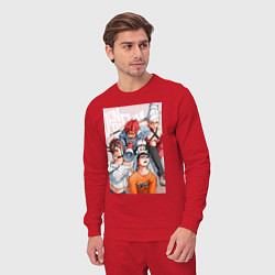 Костюм хлопковый мужской Дандадан: Кэн Такакура, цвет: красный — фото 2