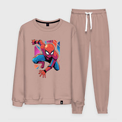 Костюм хлопковый мужской Крутой Человек-паук, цвет: пыльно-розовый