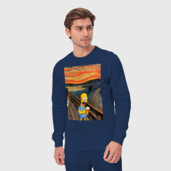 Костюм хлопковый мужской Кричащий Гомер Симпсон с пивом в стиле картины Эдв, цвет: тёмно-синий — фото 2