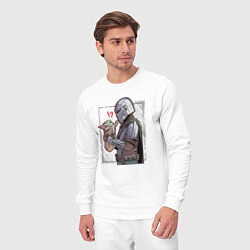 Костюм хлопковый мужской Беби Йода и Мандалорец, цвет: белый — фото 2