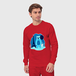 Костюм хлопковый мужской Медведь в Париже, цвет: красный — фото 2