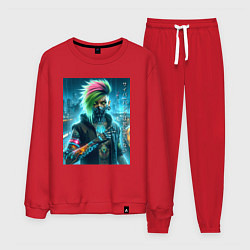 Костюм хлопковый мужской Cool girl - cyberpunks not dead, цвет: красный