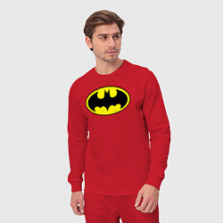 Костюм хлопковый мужской Batman logo, цвет: красный — фото 2