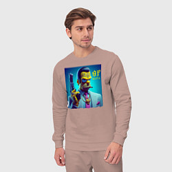 Костюм хлопковый мужской Homer Simpson - godfather of the mafia, цвет: пыльно-розовый — фото 2