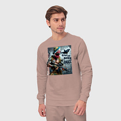 Костюм хлопковый мужской Hyper shark monster swat - ai art fantasy, цвет: пыльно-розовый — фото 2