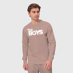 Костюм хлопковый мужской The boys logo, цвет: пыльно-розовый — фото 2